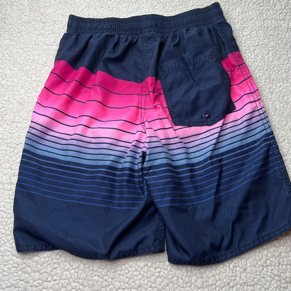 Old Navy Pink Blue Stripe Boys Swim Trunks XL